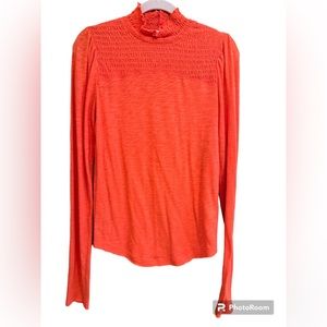 Free People Smocked Mock Neck Top